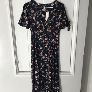 High low, floral button dress